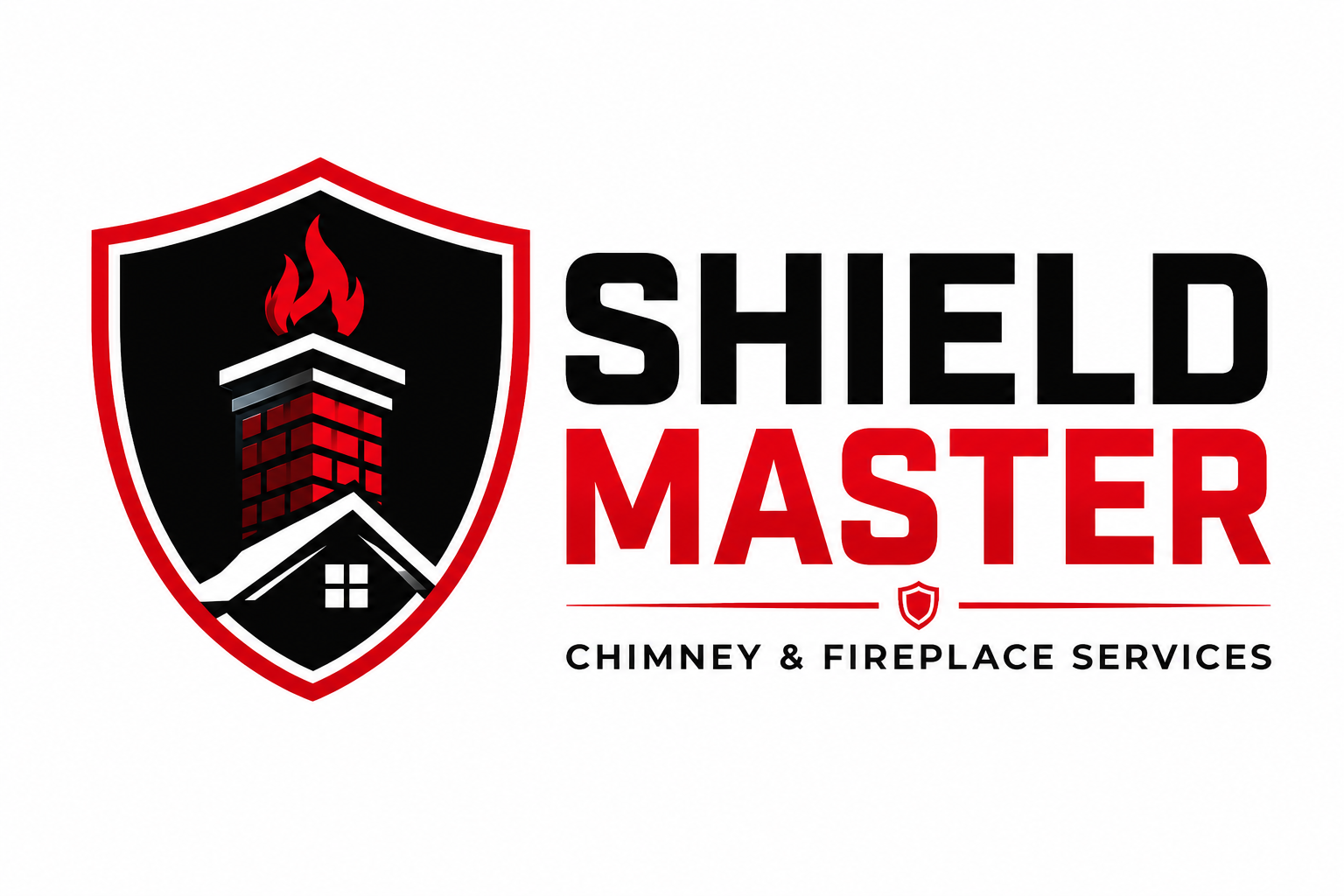 Shield Master chimney, fireplace and restoration logo